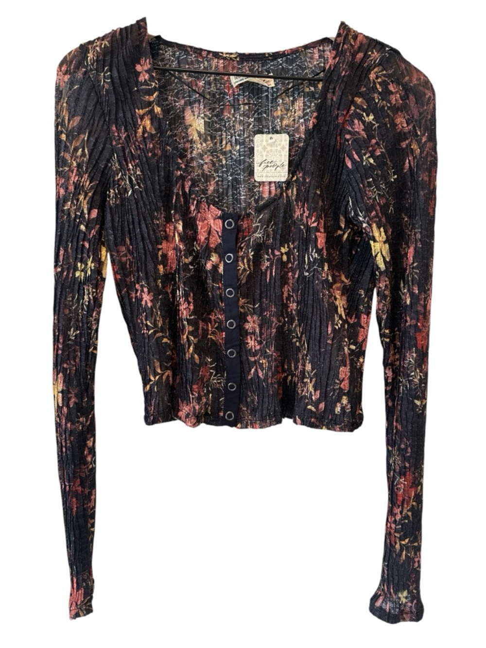 NWT Free People Women's Angelina Cropped Top Dark Combo - Picture 6 of 11